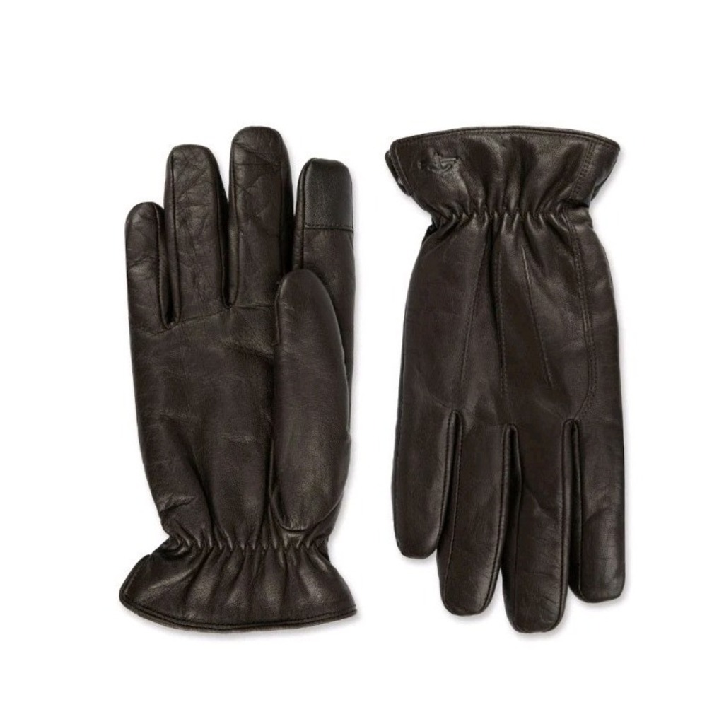 Men's Dockers Leather Touch Screen Compatible Gloves- Brown  Size L